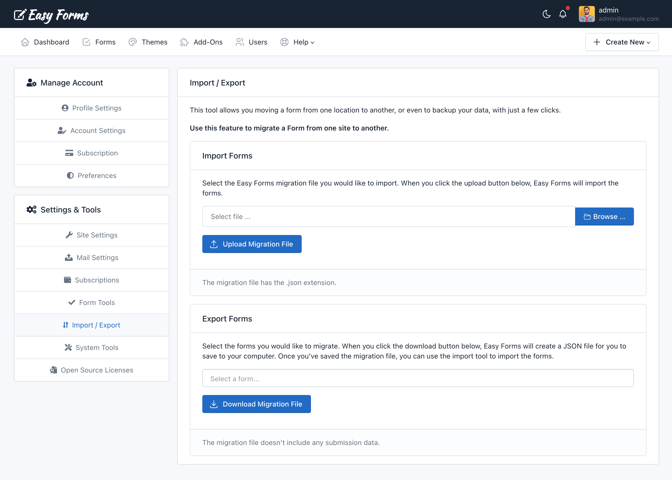 Easy Forms: Import / Export Tool