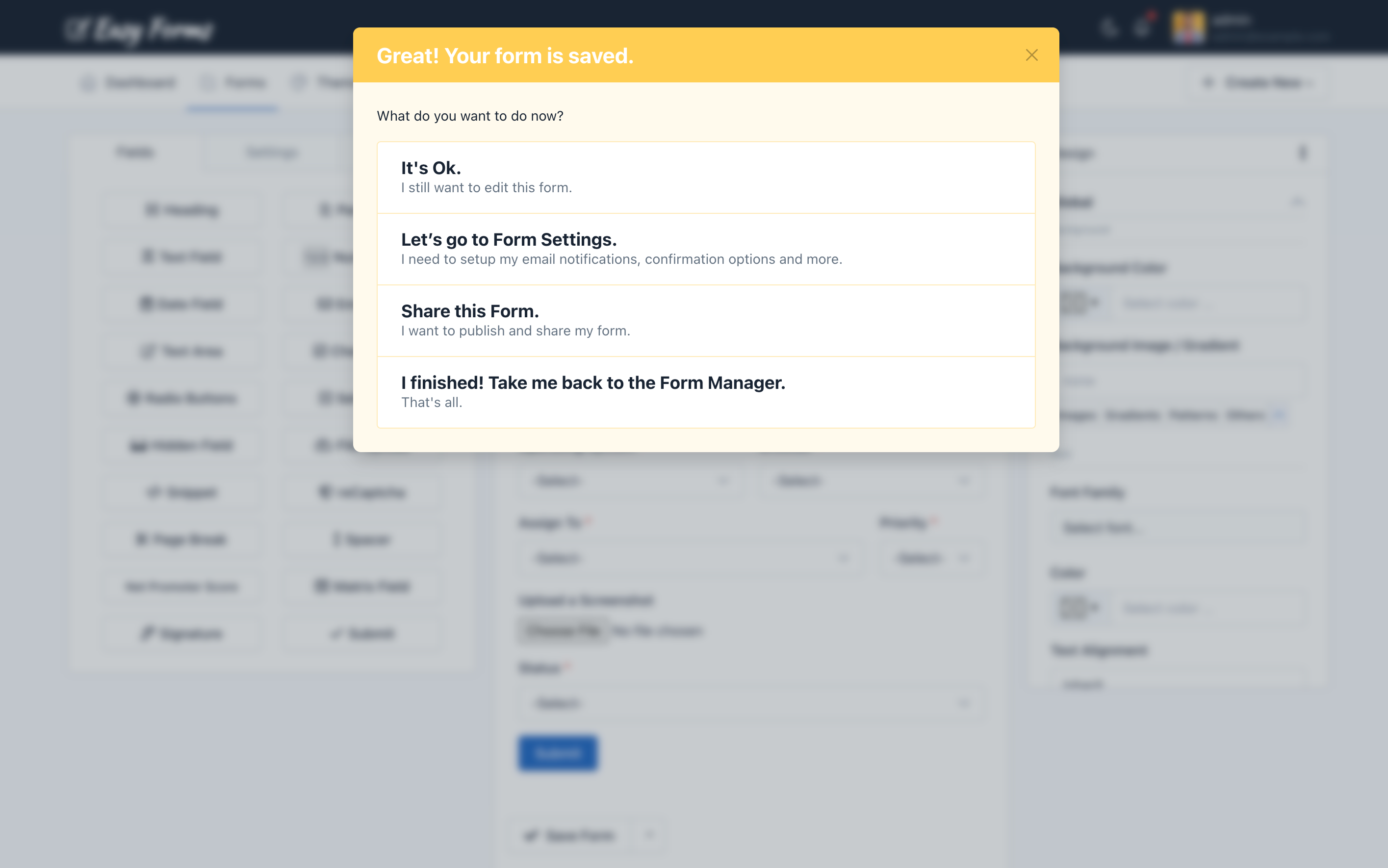 Easy Forms - Create a form