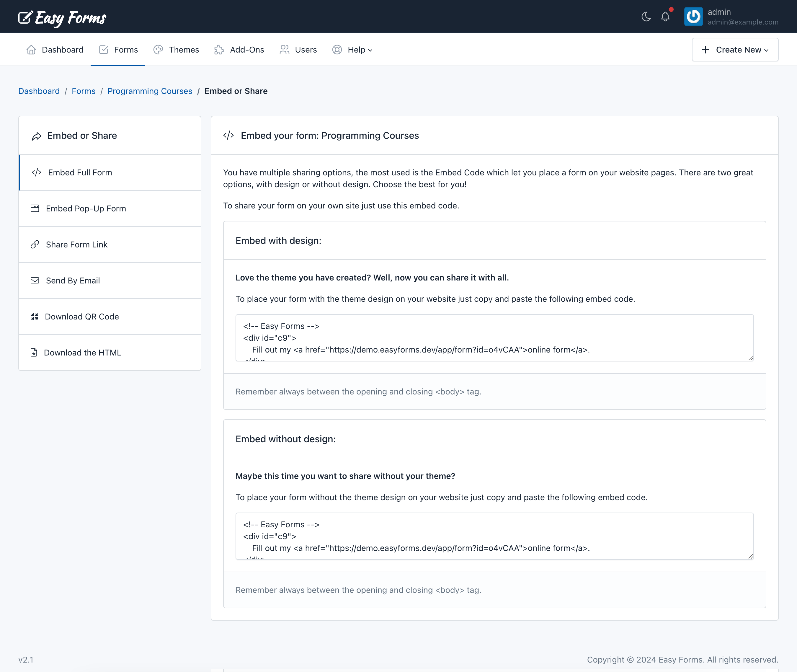 Easy Forms - Publish and Share a Form