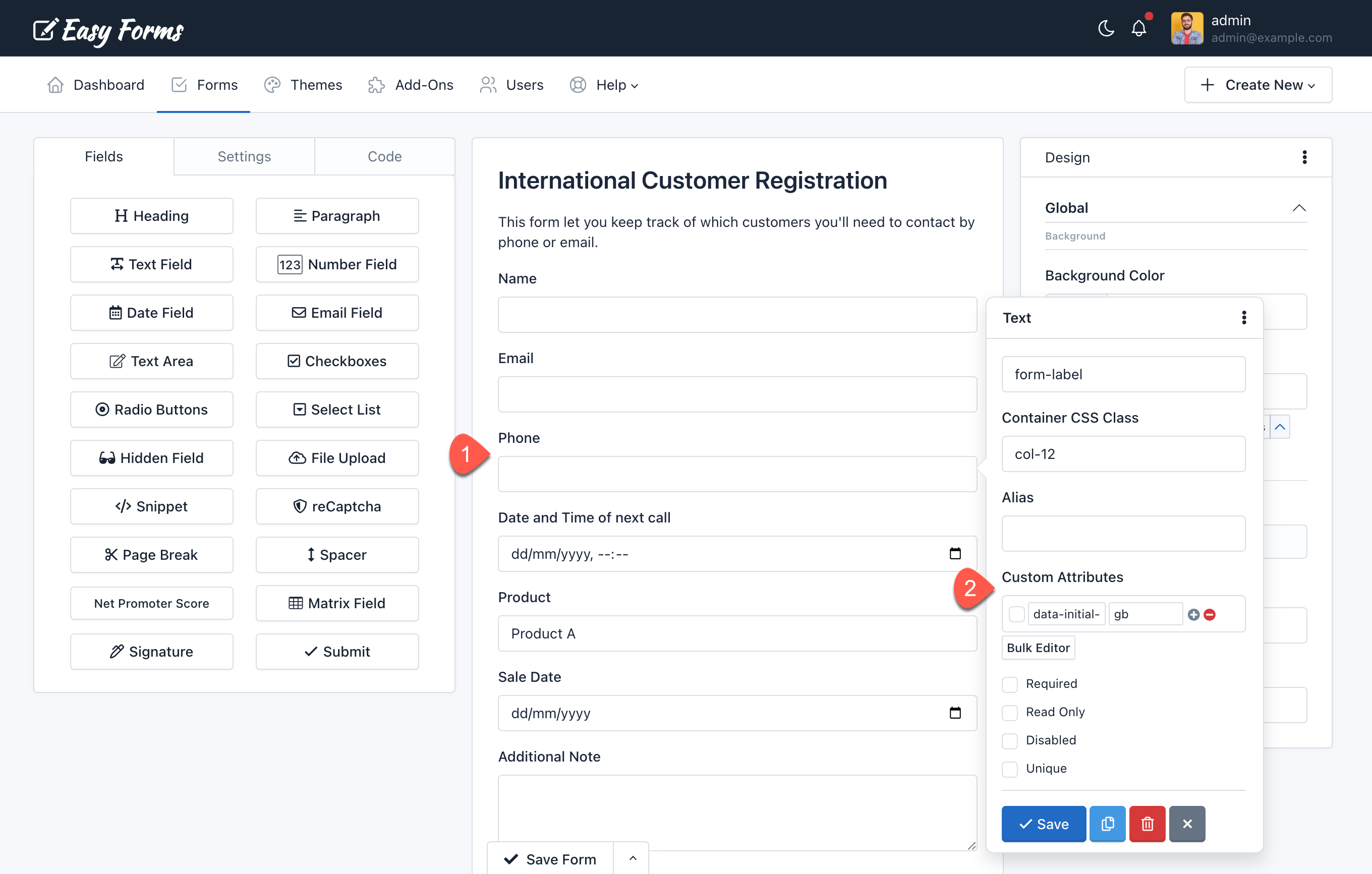 Easy Forms - UI Widgets - How to configure a UI Widget