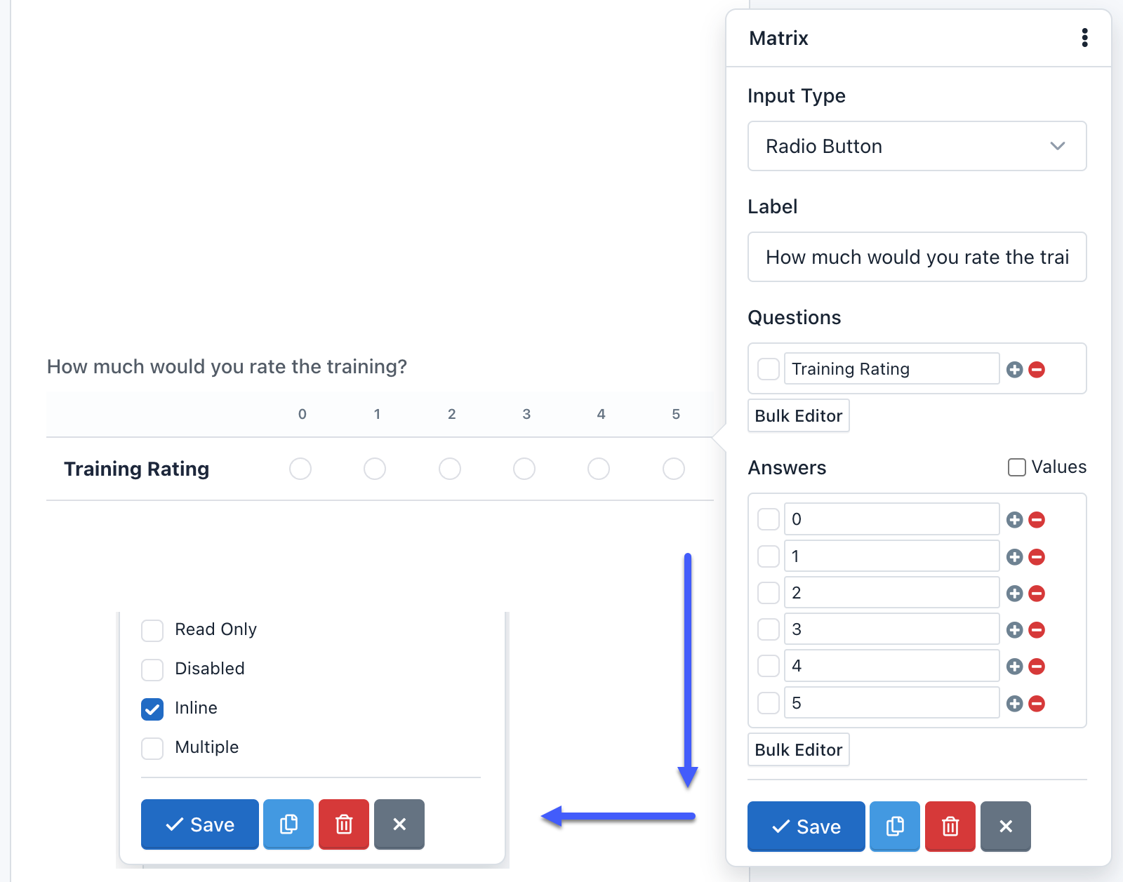 Easy Forms - Form Builder - Matrix Field In Line