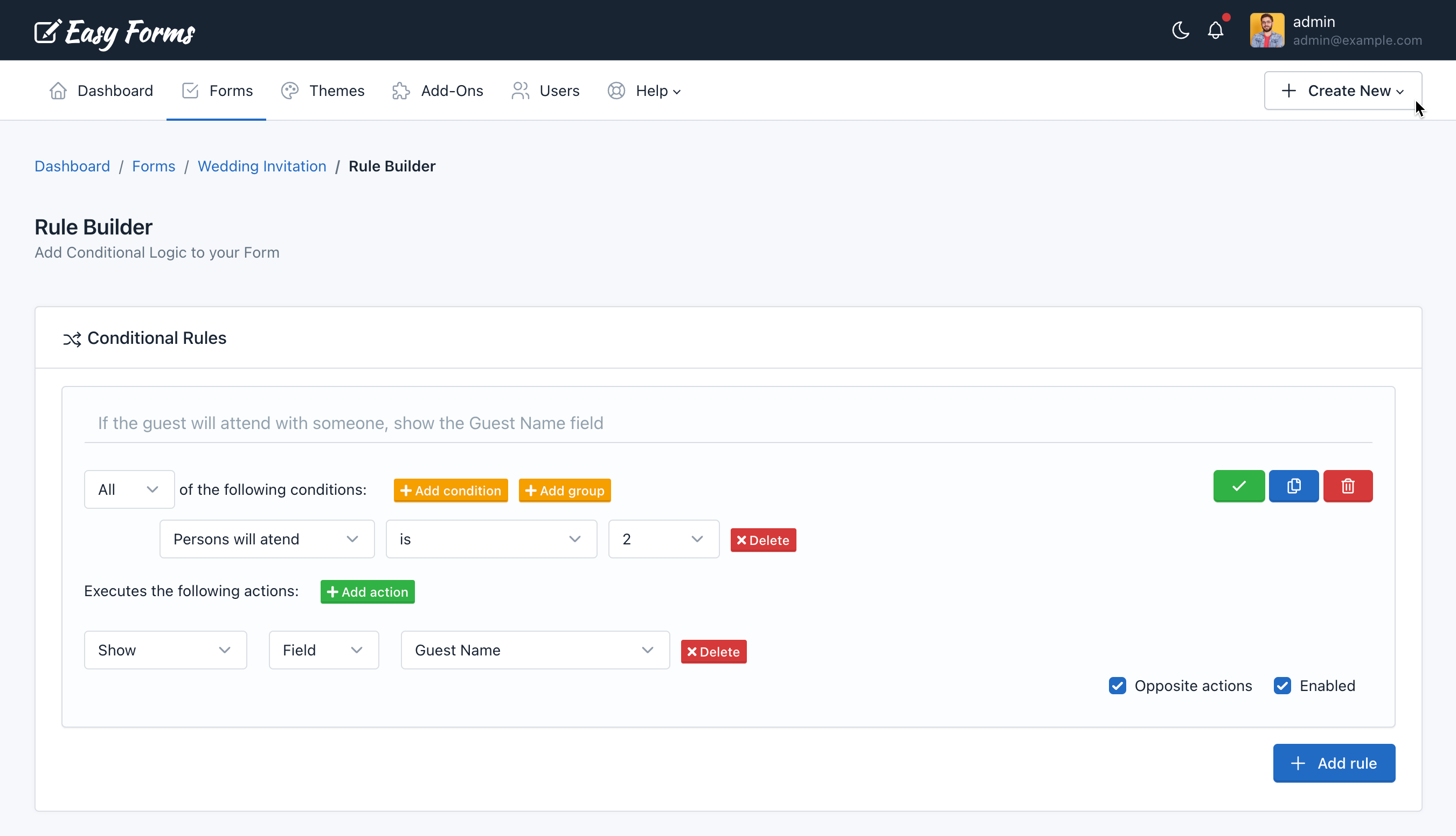 Easy Forms - Rule Builder